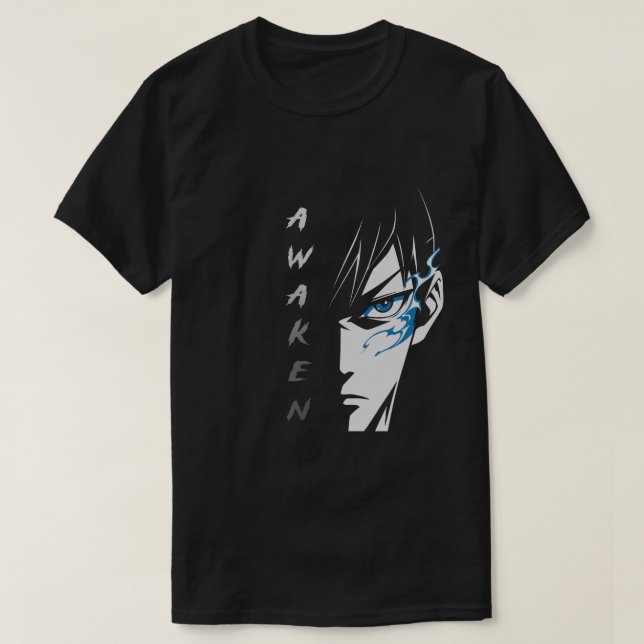 AWAKEN - Halva Ansikte Anime T-Shirt (Design framsida)