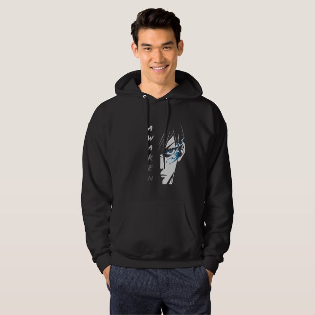 AWAKEN - Halva Ansikte Anime T-Shirt Hoodie (Hel framsida)