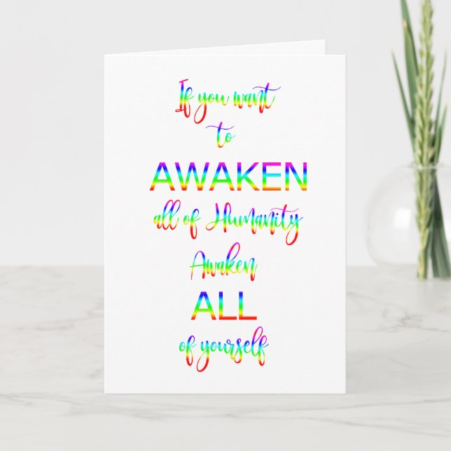 Awaken Rainbow Text inspirational Humanity Quote Anteckningskort (Framsida)