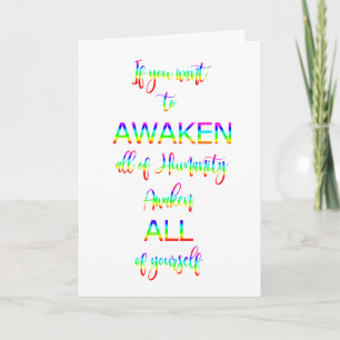 Awaken Rainbow Text inspirational Humanity Quote Anteckningskort