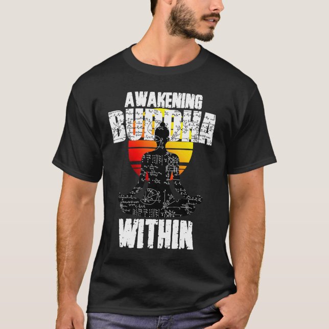 Awakening Buddha, Spiritual Awareness, Zen Teacher T Shirt (Framsida)