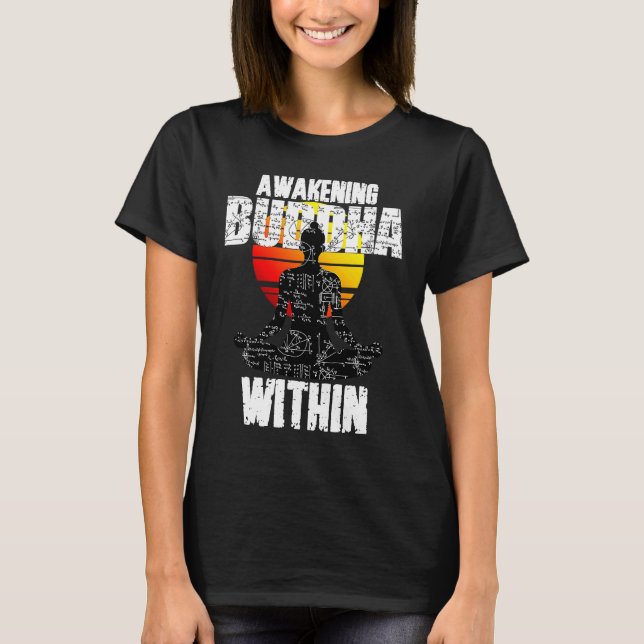 Awakening Buddha, Spiritual Awareness, Zen Teacher T Shirt (Framsida)