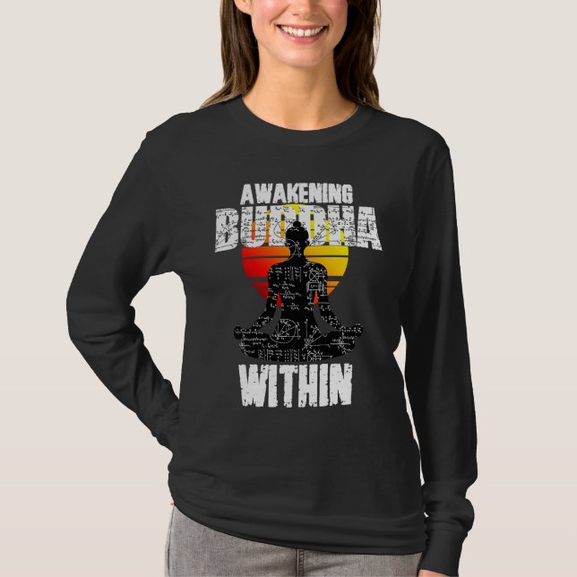 Awakening Buddha, Spiritual Awareness, Zen Teacher T Shirt (Framsida)