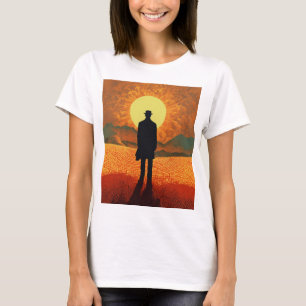 "Awakening Dawn: A Man's Gaze at the Sunrise" T Shirt