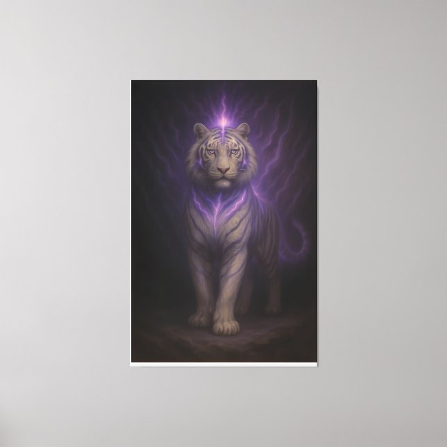 Awakening Violet Aura White Tiger – Mystic Energy  Canvastryck (Framsida)