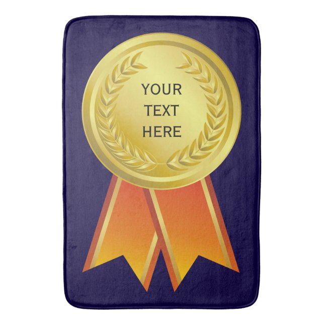 AWARD RIBBON guld I + din backgr. & text Badrumsmatta (Framsidan (Vertikal))