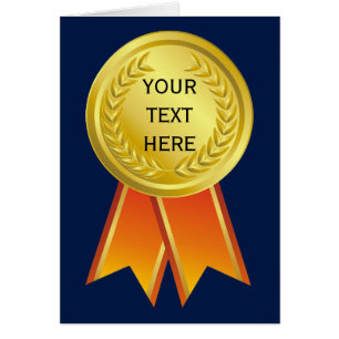 AWARD RIBBON guld I + din backgr. & text Hälsningskort