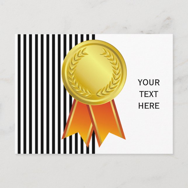 AWARD RIBBON guld I + din backgr. & text Vykort (Framsida)