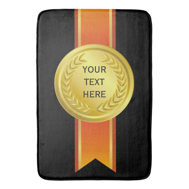 AWARD RIBBON guld II + din backgr. & text Badrumsmatta (Framsidan (Vertikal))