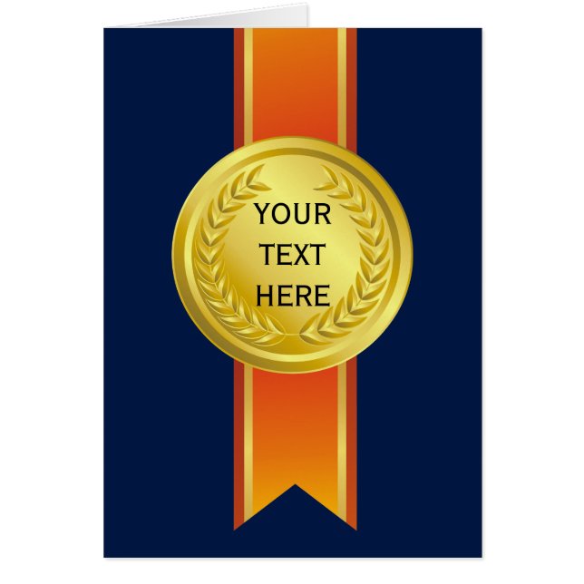 AWARD RIBBON guld II + din backgr. & text Hälsningskort (Framsidan)