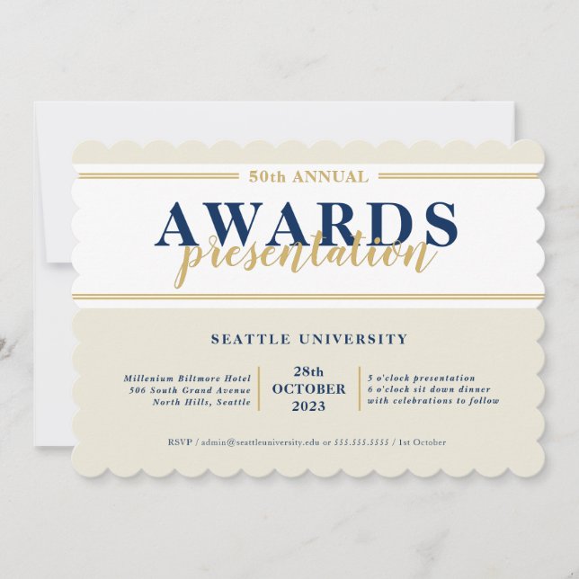 AWARDS DINNER Modern händelse, enkel elfenben i fl Inbjudningar (Framsida)