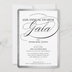 AWARDS GALA DINNER elegant business silver black Inbjudningar