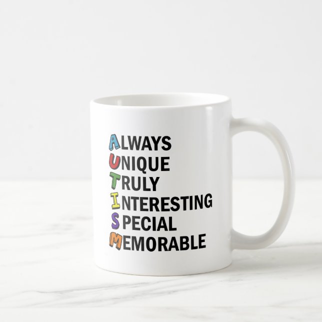 Awareness Acrostic Cute Rainbow Ord Dikt Kaffemugg (Höger)