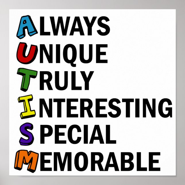 Awareness Acrostic Cute Rainbow Ord Dikt Poster (Framsidan)