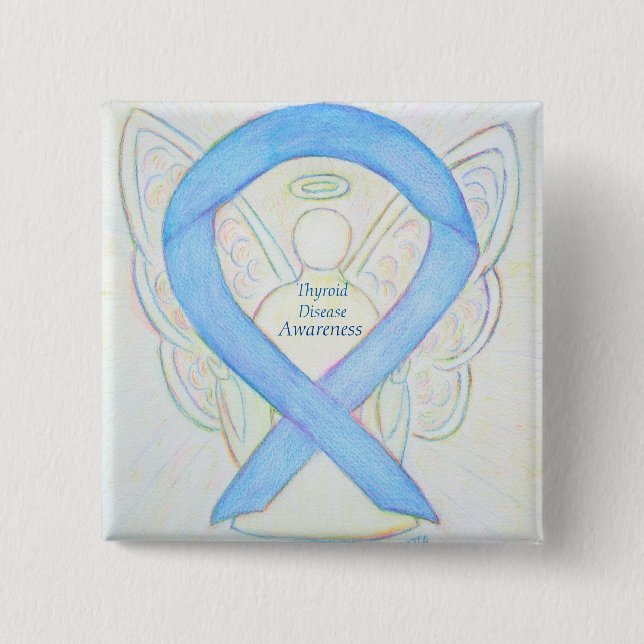 Awareness Angel Blue Ribbon Pin Knapp (Framsida)