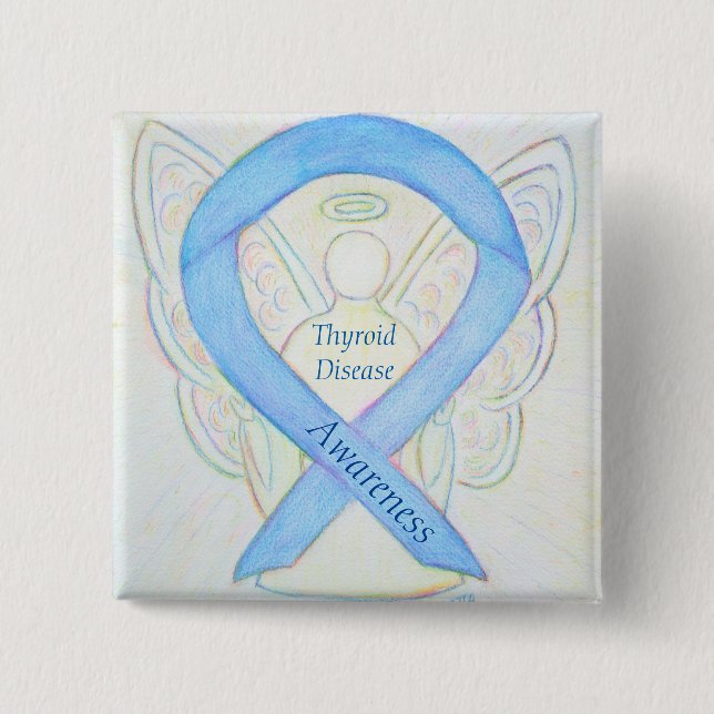 Awareness Angel Blue Ribbon Pin Knapp (Framsida)