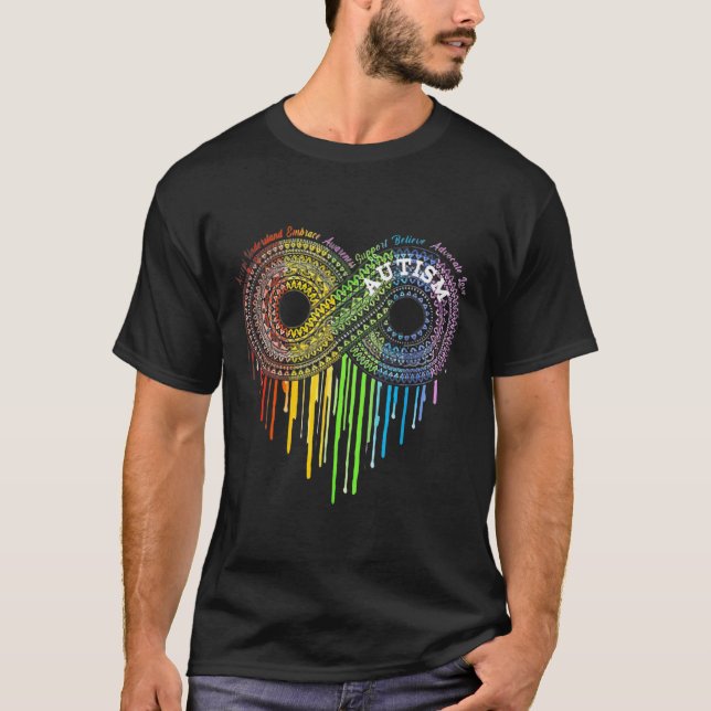 Awareness Asd Awareness för autism Rainbow Infinit T Shirt (Framsida)
