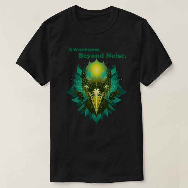 Awareness Beyond Noise Abstract Cosmic Raven T Shirt (Design framsida)