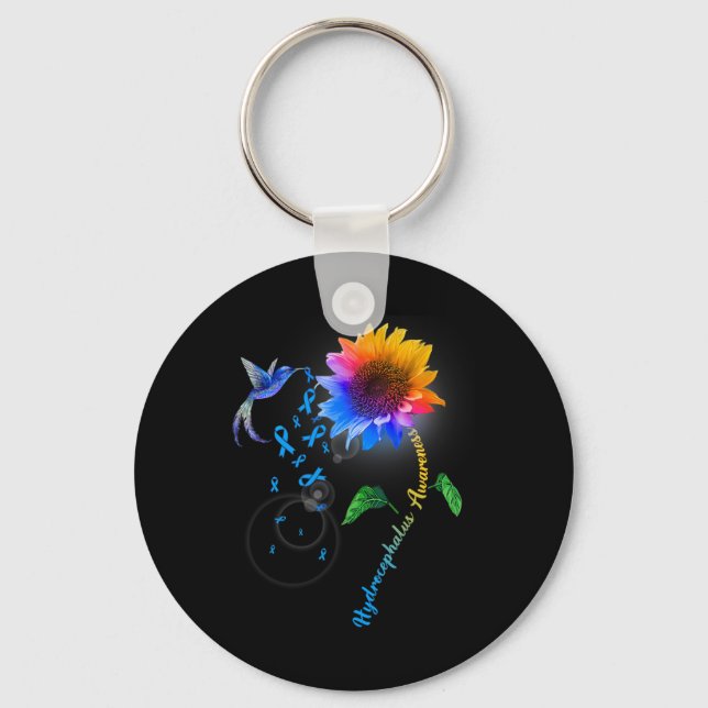 Awareness Blue Solros Hummingbird Nyckelring (Framsida)