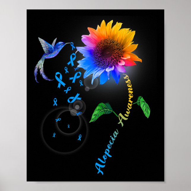 Awareness Blue Solros Hummingbird Poster (Framsidan)