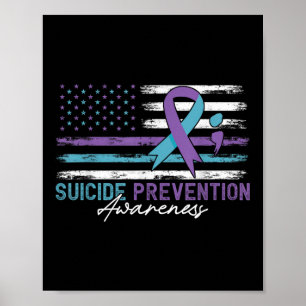 Awareness R. (amerikansk Flagga Fight Suicide Prev Poster