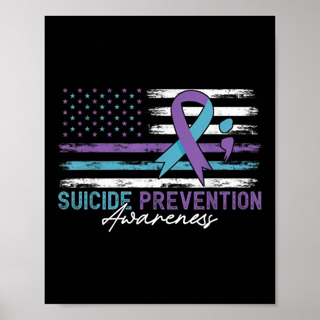 Awareness R. (amerikansk Flagga Fight Suicide Prev Poster (Framsidan)