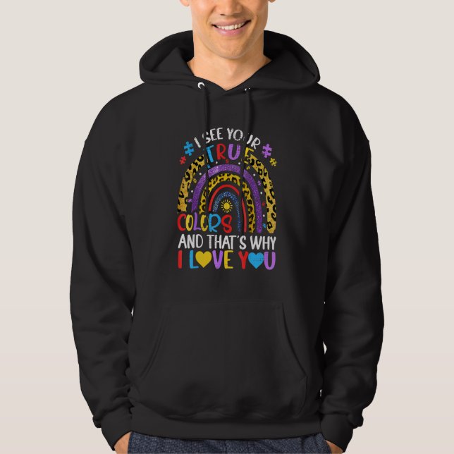 Awareness Rainbow Jag ser ditt sanna Färg Pu Hoodie (Framsida)