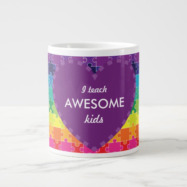 Awareness Rainbow Puzzle Biet Jumbo Mugg (Framsidan)