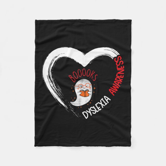 Awareness Reading Heart Bära Red Cute Ghost Bok Fleecefilt (Framsidan)