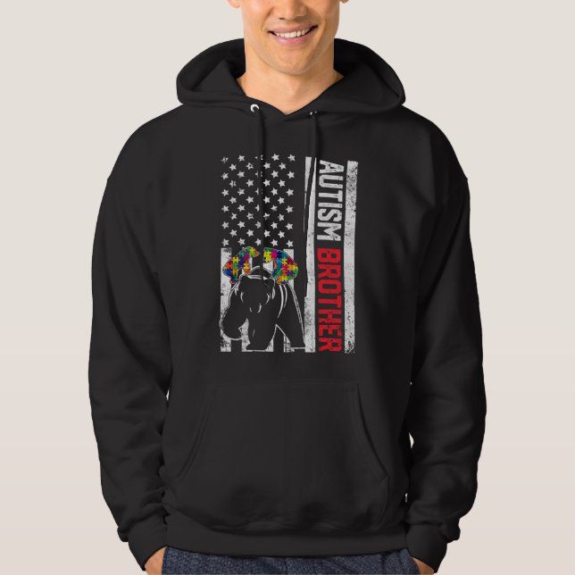 Awareness Support för amerikanska Flagga Brother B Hoodie (Framsida)