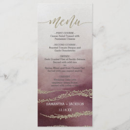 Awash Elegant Watercolor Cranberry Bröllop Menu Meny