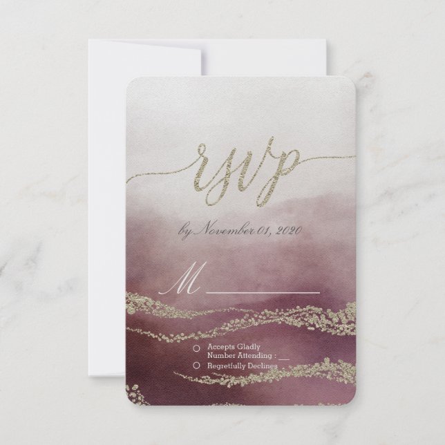 Awash Elegant Watercolor i Cranberry Bröllop OSA (Framsida)