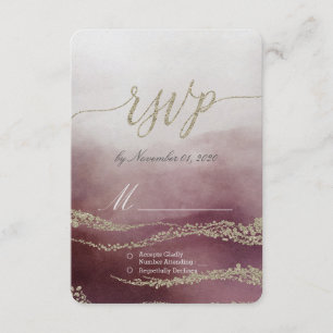 Awash Elegant Watercolor i Cranberry Bröllop OSA Kort