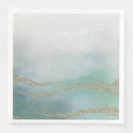 Awash Elegant Watercolor i Ocean Bröllop Pappersservett