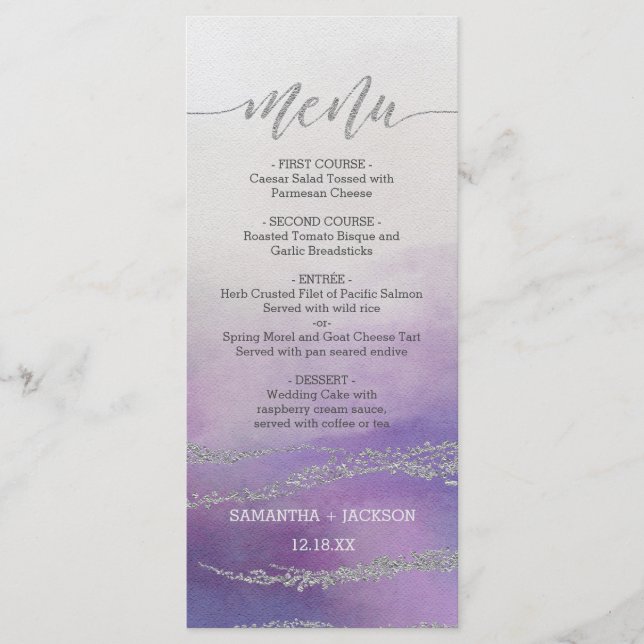 Awash Elegant Watercolor Orchid Bröllop Menu Meny (Framsida)