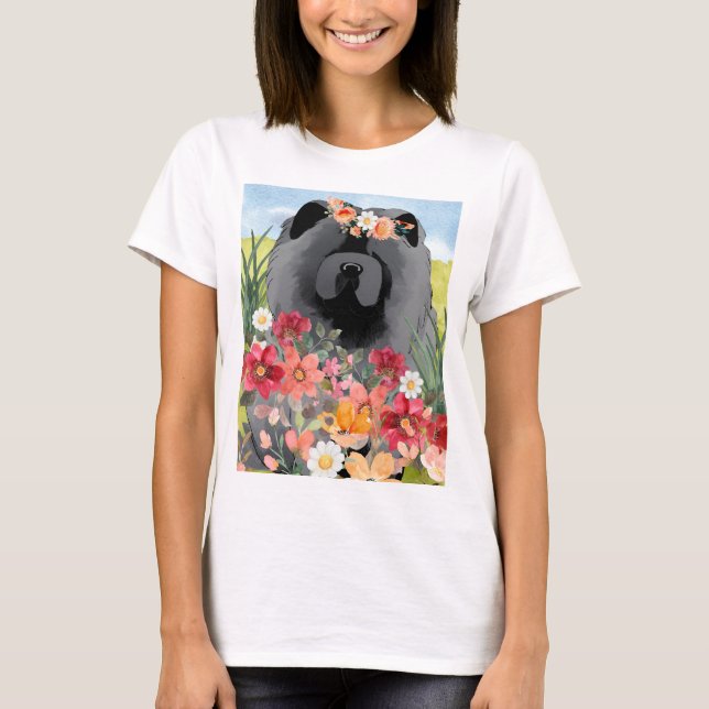 AWASH IN LIGHT Black - Blue  Chow Dog  shirts T Shirt (Framsida)