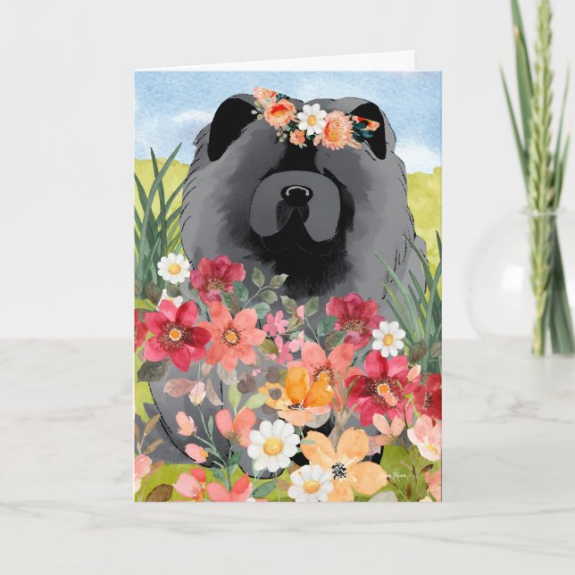 AWASH IN LIGHT Black - Blue Chow Hund Art Card Tack Kort (Framsida)