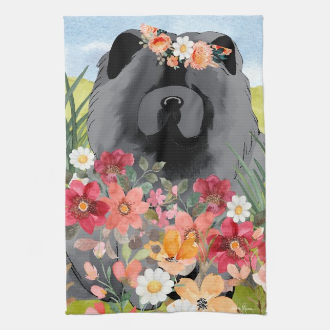 AWASH IN LIGHT Black - Blue Chow Hund Kökshandduk (Vertikal)