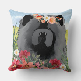 AWASH IN LIGHT  CHOW black blue Throw Pillow Kudde