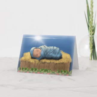 Away in the Manger Christmas card Tack Kort