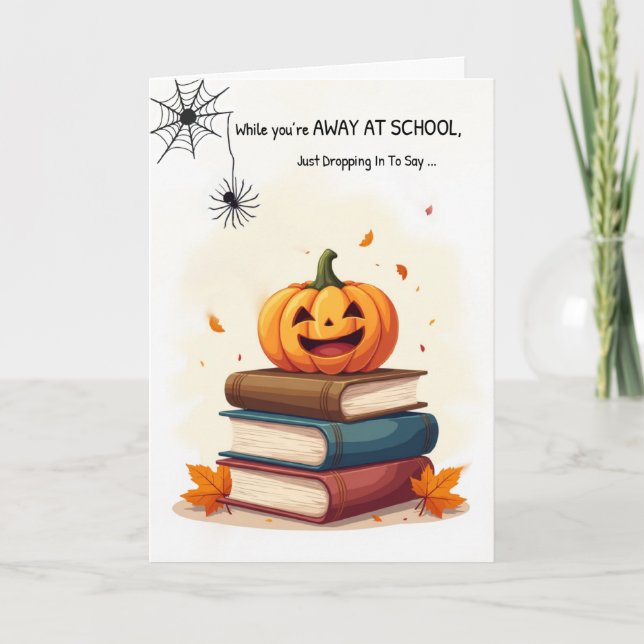 Away på School Funny Halloween Cute Spider Droppin Kort (Framsida)