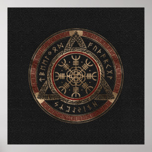 Awe Black and Red Leather och guld Poster