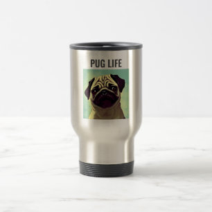 Awe Cute Pug och rynklig konst av ansikte och nosd Resemugg