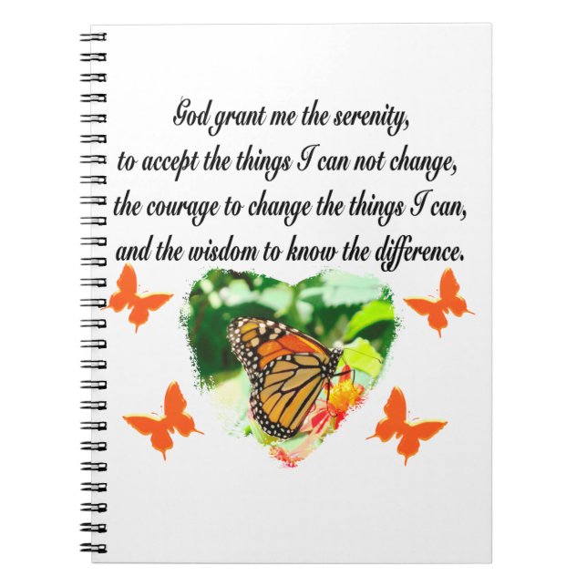 AWE INSPIRING BUTTERFLY SERENITY PRAYER PHOTO ANTECKNINGSBOK (Framsidan)