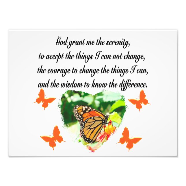 AWE INSPIRING BUTTERFLY SERENITY PRAYER PHOTO FOTOTRYCK (Framsidan)