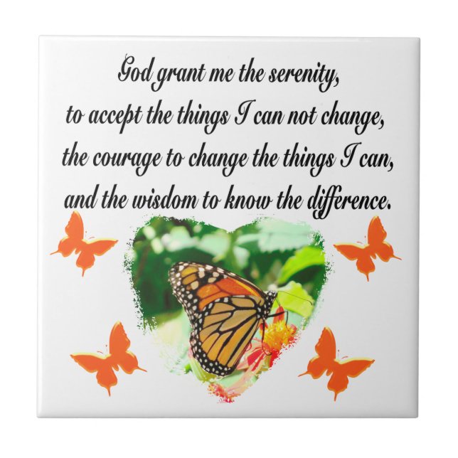 AWE INSPIRING BUTTERFLY SERENITY PRAYER PHOTO KAKELPLATTA (Framsidan)