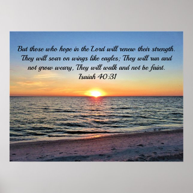 Awe-Inspiring Isaiah 40:31 Sunrise över havet Poster (Framsidan)