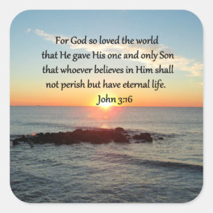 AWE-INSPIRING JOHN 3:16 SUNRISE FYRKANTIGT KLISTERMÄRKE