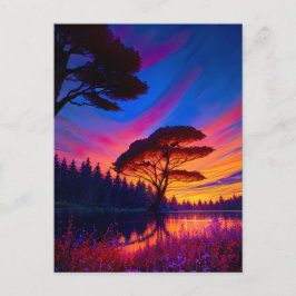 Awe-Inspiring Sunset vid den vackra Sjö Vykort