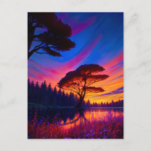 Awe-Inspiring Sunset vid den vackra Sjö Vykort